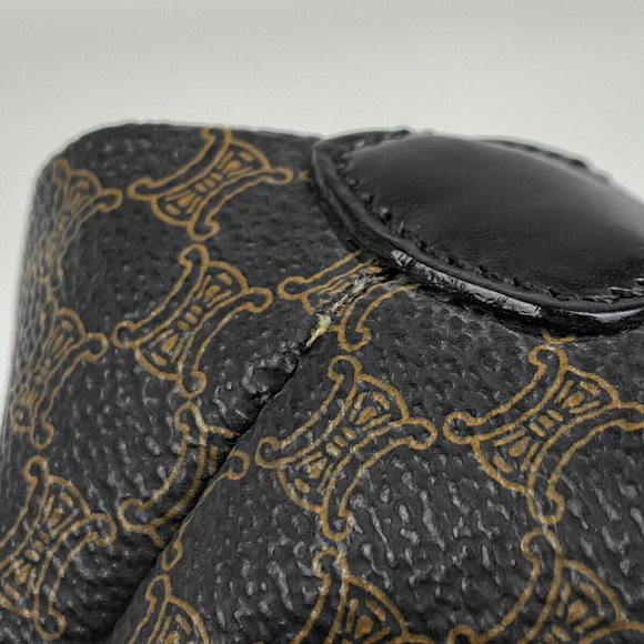 Celine Macadam Pattern Pouch Canvas Handbag Black Brown - Picture 2 of 7